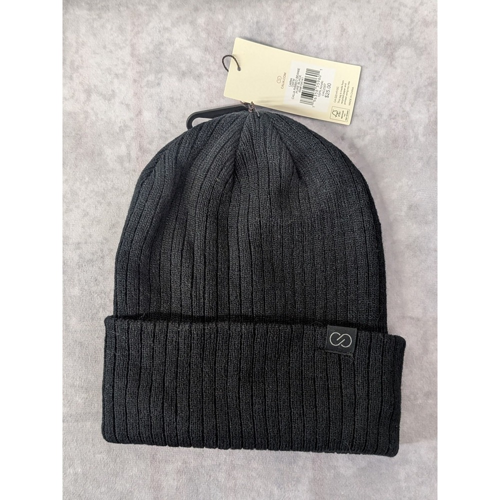 Calia Ribbed Beanie Womens One Size Pure Black Winter Hat